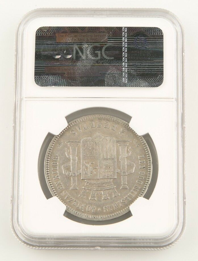 1870(70) SNM Spain 5 Pesetas Silver Coin VF-35 NGC Provisional Government KM-655