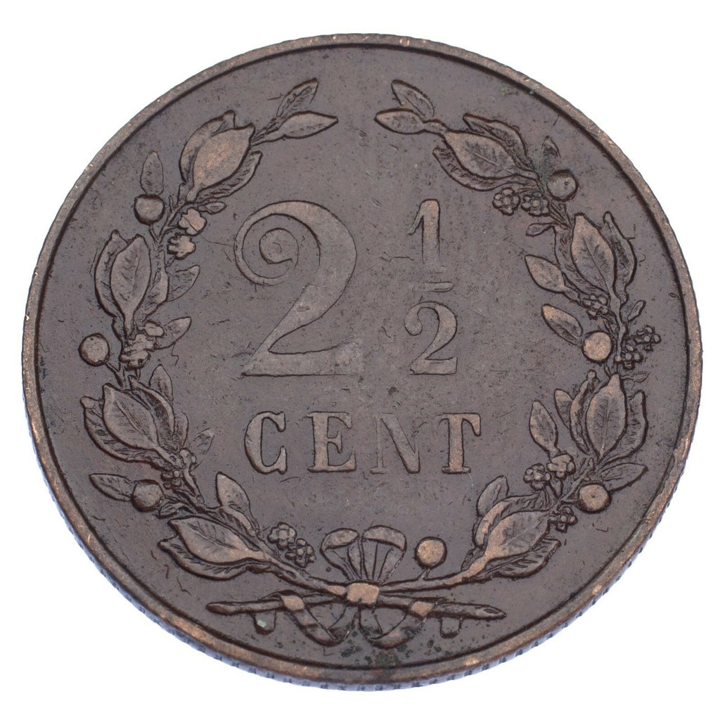 1898 Netherlands 2 1/2 Cent XF Condition KM #108.2