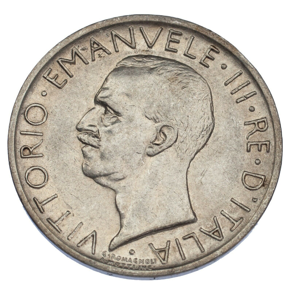 1927-R Italy Silver 5 Lire in AU Condition KM #67.2