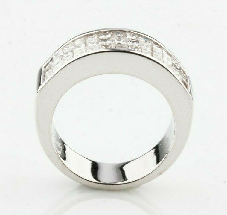 18k White Gold Princess Diamond Plaque Ring Size 6 1.60 CTW Gorgeous Gift!