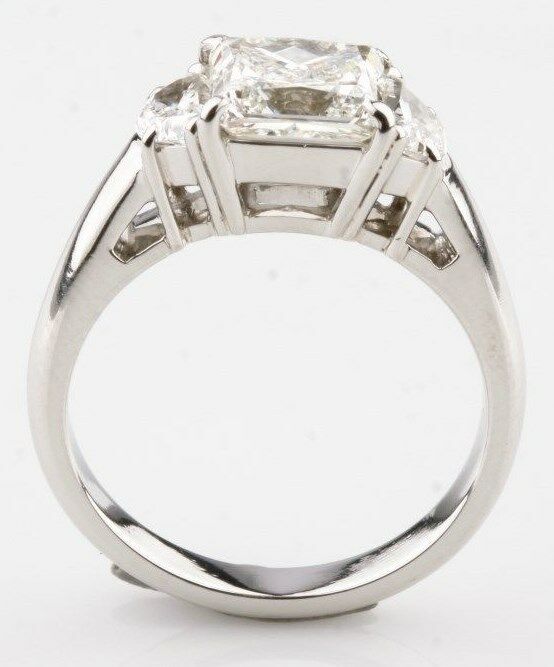 2.50 Carat Princess Cut 3 Stone Diamond Platinum Engagement Ring With EGL Cert
