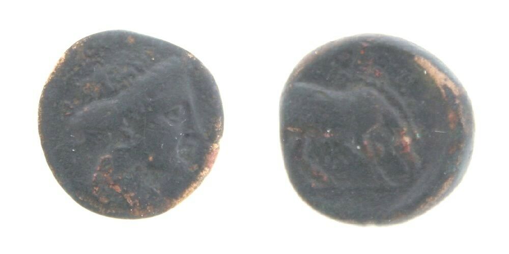 400-344 BC Larissa Thessalay AE16mm Coin VF Nymph Horse Greece Greek Cop-142