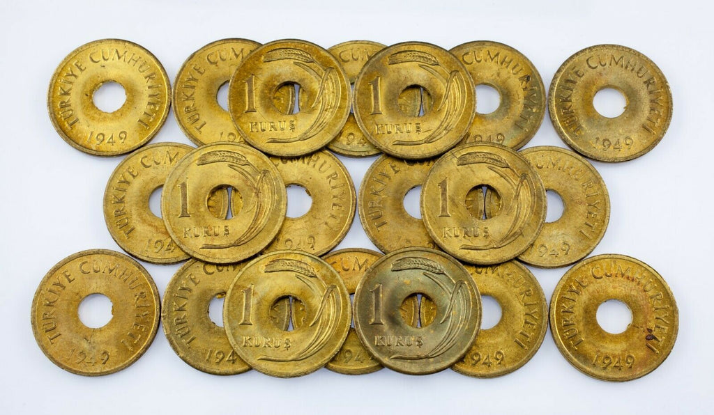 1949 Turkey 1 Kurus Coin Lot (20 coins) All in BU Condition! KM# 881