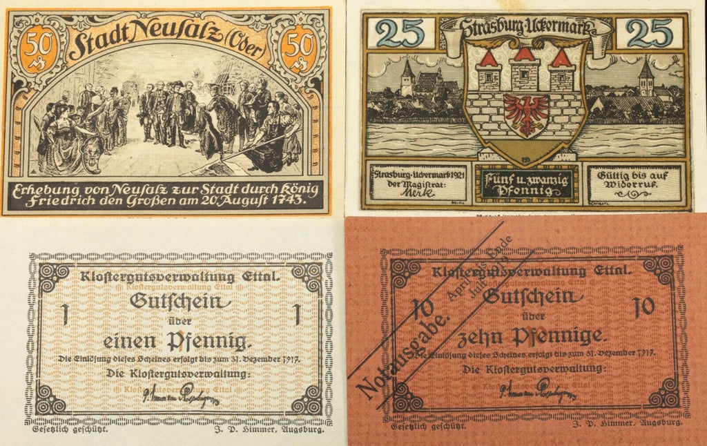 1920's Germany Notgeld Money 26pc - Ettal, Kamen, Neusalz, Strasburg