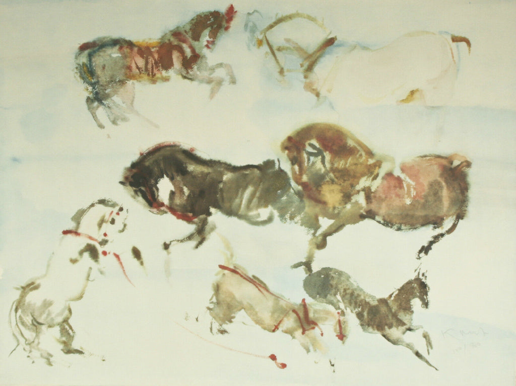 "Horses" by Kaiko Moti Signed Ltd Edition #103/300 Lithograph 21"x28"