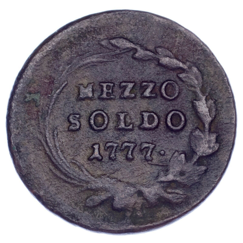 1777 Italian States Milan 1/2 Soldo VF Condition KM #184
