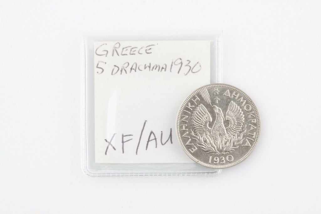 1930 GREECE 5 DRACHMA ALMOST UNCIRCULATED COIN