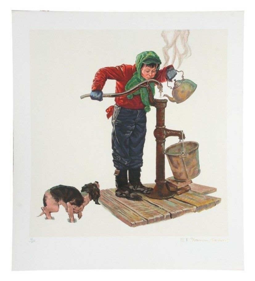 "Winter Morning" by Norman Rockwell Lithograph on Arches Paper Ettinger Inc.