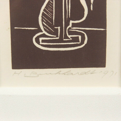 Untitled (Abstract Forms) By Hans Burkhardt 1971 Signed Linoleum Print 23"x16"