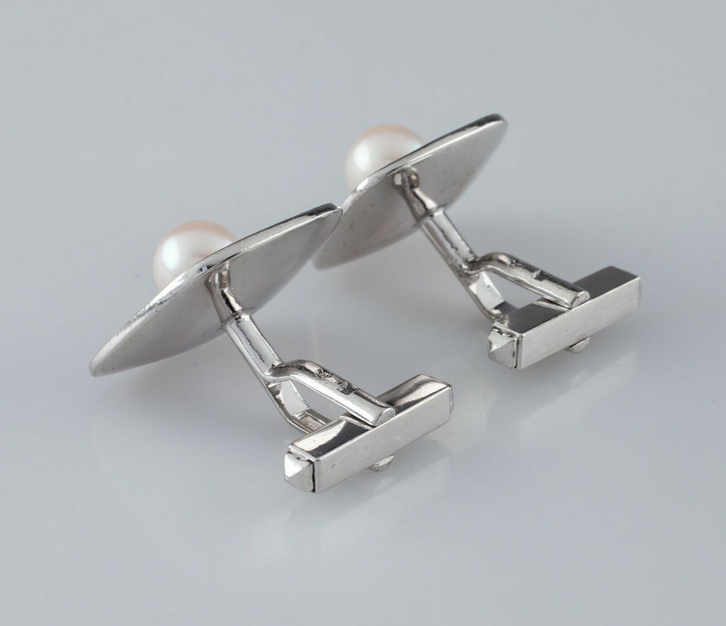 Mikimoto Vintage Sterling Silver Pearl Cufflinks Gorgeous