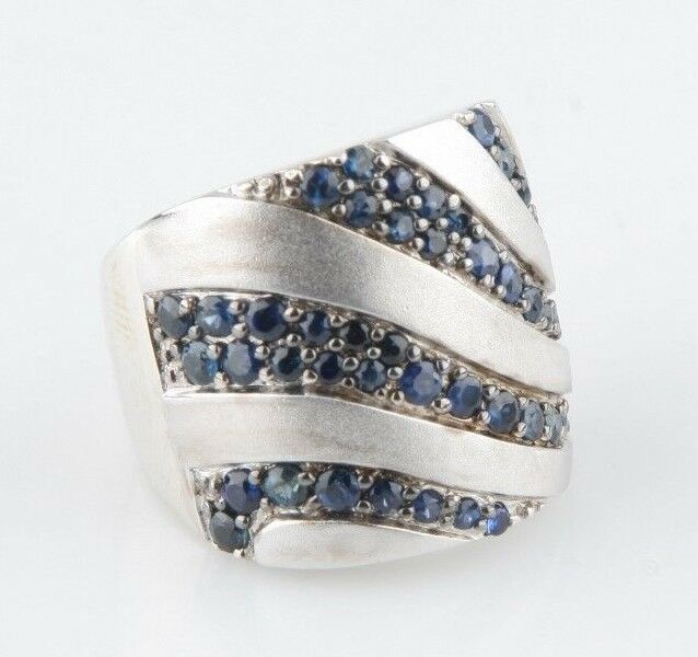 Gorgeous Ballisima Sterling Silver Splash Sapphire Ring TSW = 2.10 ct Size 7.5