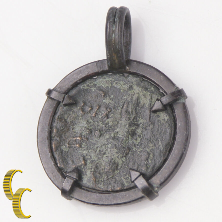 ANCIENT ROMAN COIN IN SILVER ANTIQUED BEZEL PENDANT 3.8 grams