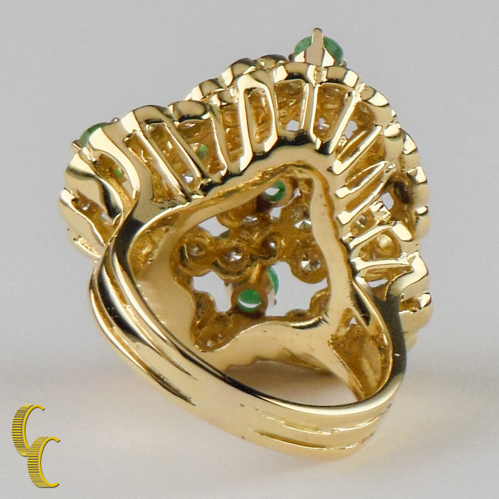 2.60 carat Diamond and Emerald 18k Yellow Gold Cocktail Ring Size 7.25