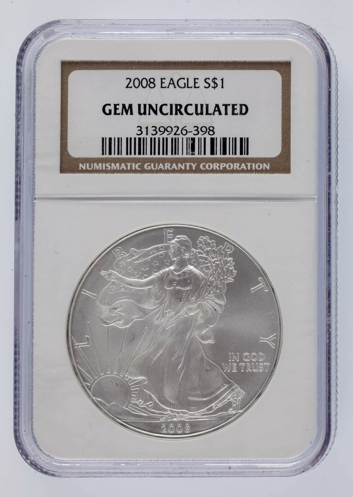 2008 Silver 1oz American Eagle $1 NGC Graded Gem Uncirculated