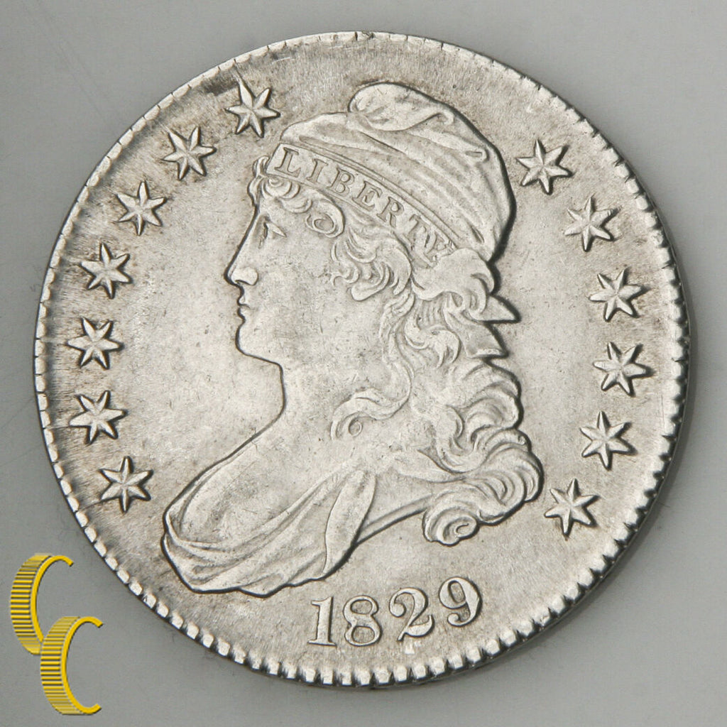 1829 Capped Bust Silver Half Dollar 50c (AU) About Uncirculated Condition