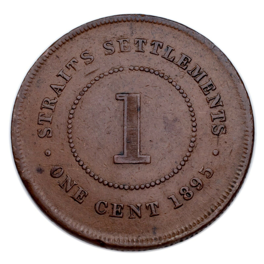 1895 Straits Settlements Cent Coin (Very Fine + Condition) KM# 16