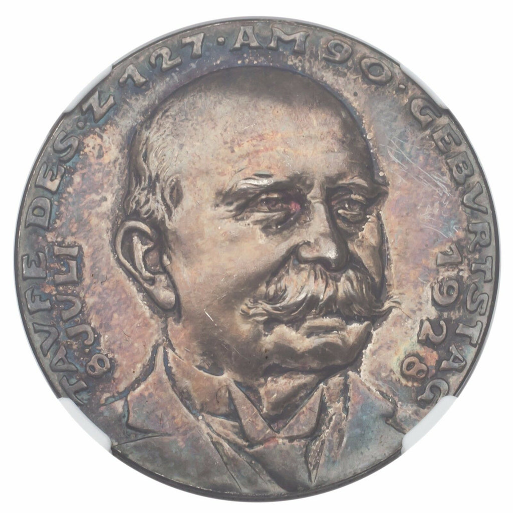 1928 Silver Karl Goetz Medal K #408 Count Von Zeppelin Graded by NGC as MS-63