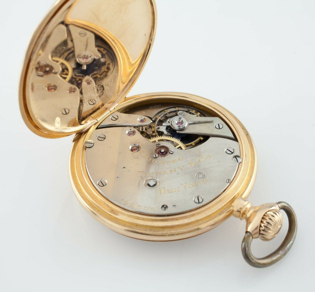 Tiffany & Co. 18k Yellow Gold Pocket Open Face Pocket Watch Size 8