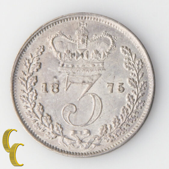1875 Great Britain Threepence (About Uncirculated+, AU+) England 3 Pence KM#730