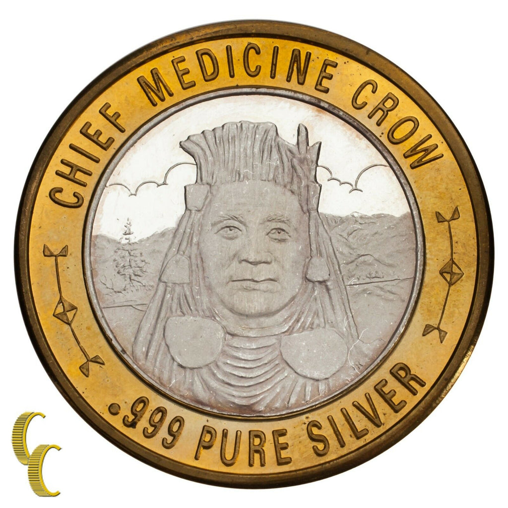 Chief Medicine Crow Native American Casino Gaming Token .999 Silver Limited Ed.