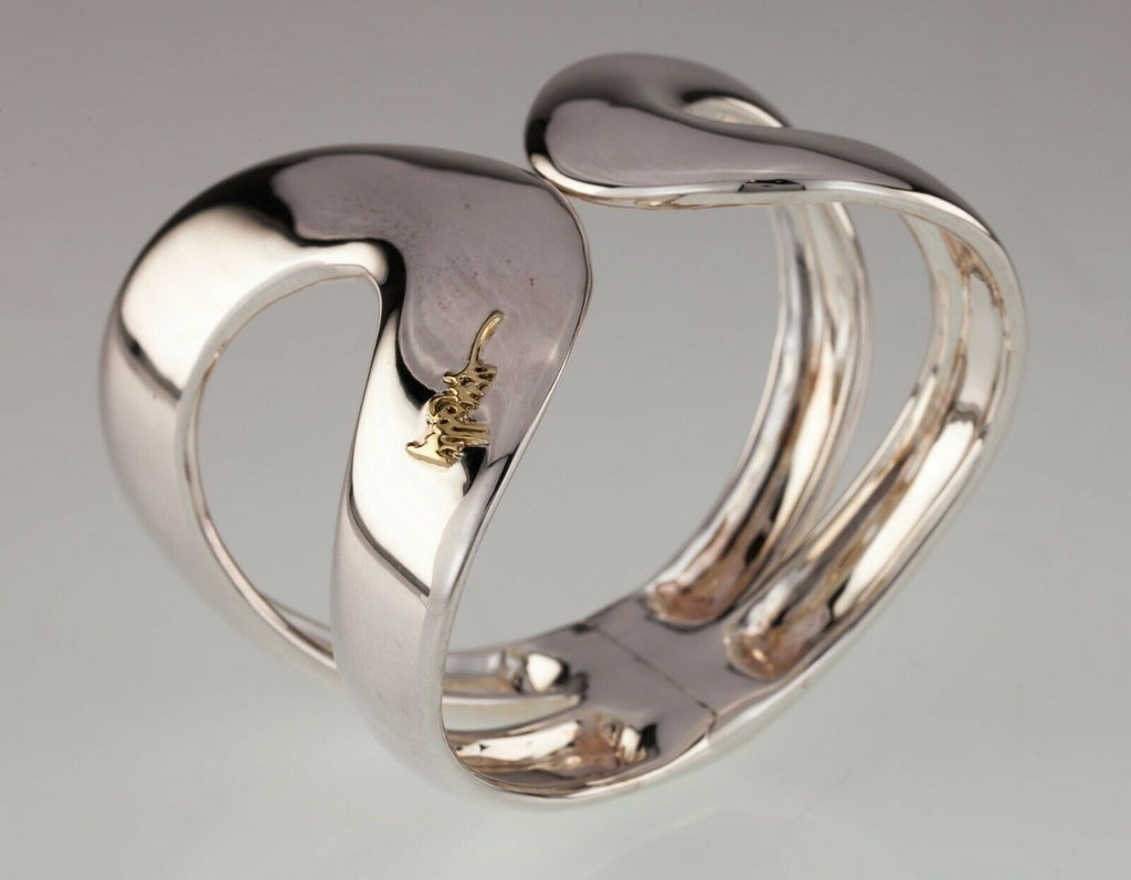 Ippolita Sterling Silver & 18k Yellow Gold Cherish Classico Hinged Cuff Bracelet