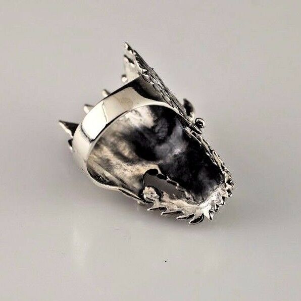 LARGE .925 STERLING SILVER DRAGON HEAD/FACE RING