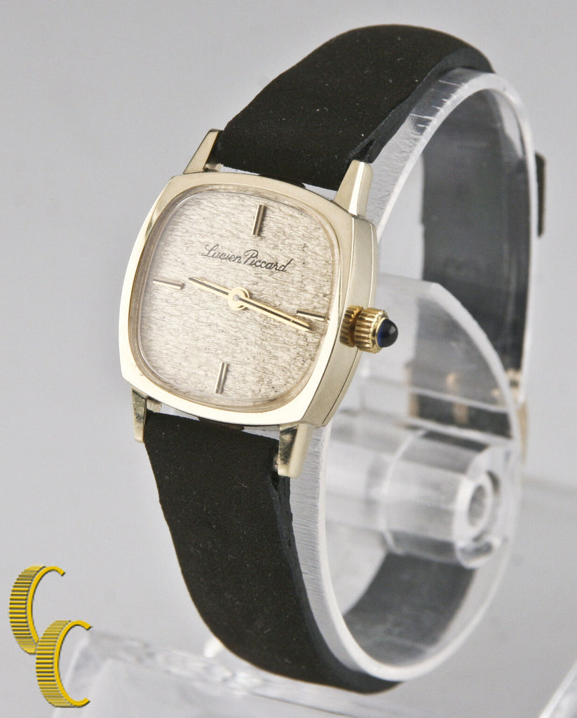 14k Yellow Gold Lucien Piccard Women's Hand-Winding Watch w/ Leather Band