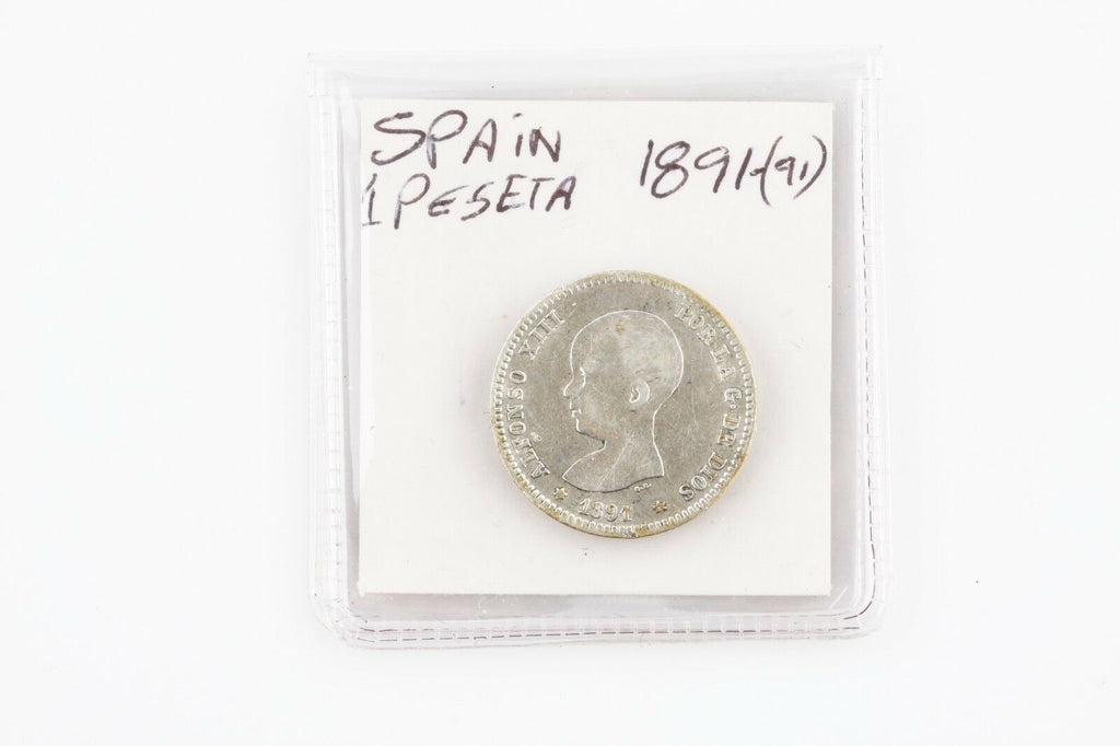 1891 SPAIN 1 PESETA VERY GOOD COIN