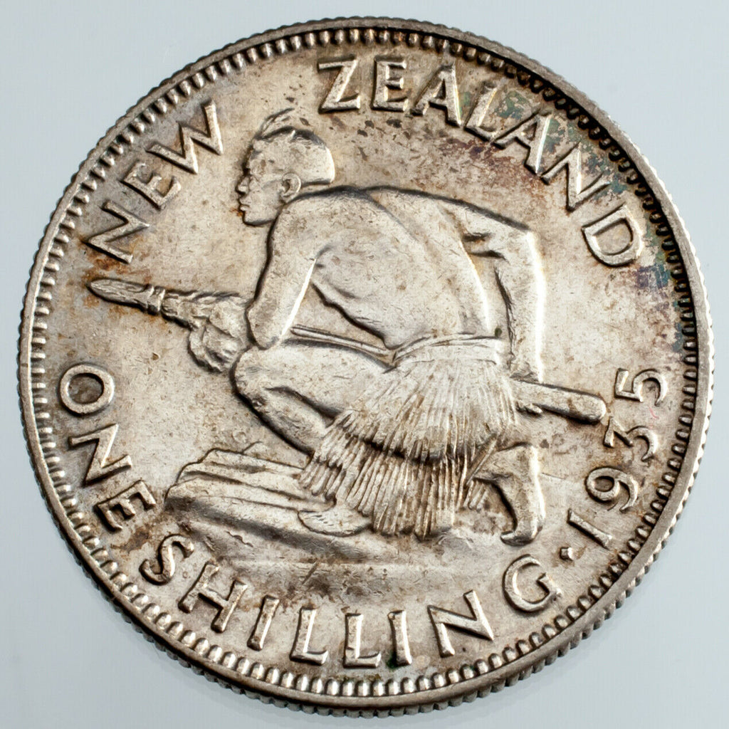 1935 New Zealand Silver Shilling KM #3 XF Condition