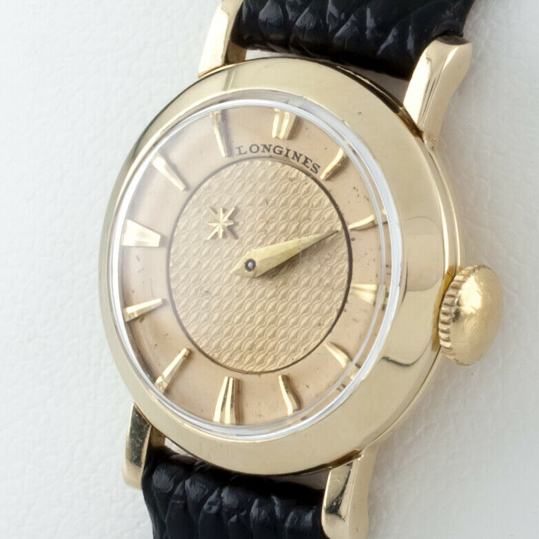 Longines 14k Yellow Gold Women's Mystery Dial Hand-Winding Watch w/ Leather Band
