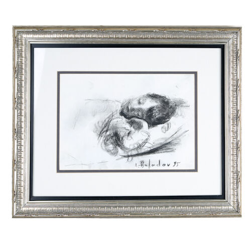 Leonid Balaklav Untitled (Sleeping Child) Charcoal on Paper Signed & Dated 1995