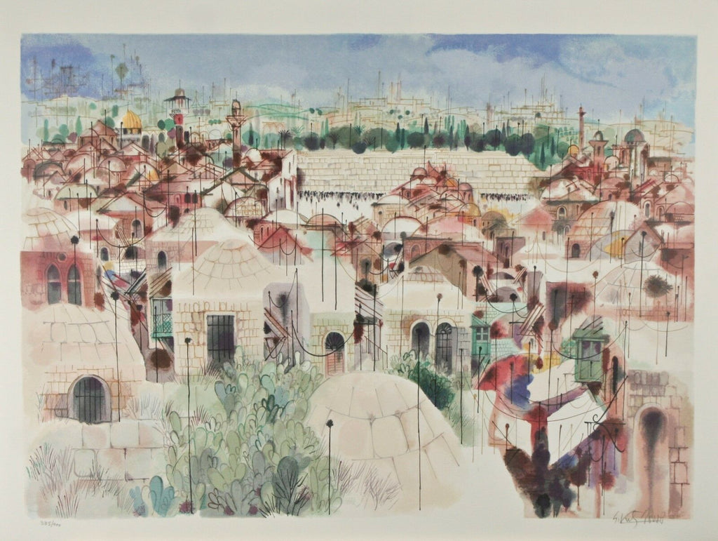 "The Wall" by Shmuel Katz Signed Ltd Edition #385/400 Lithograph 24"x31 1/2"