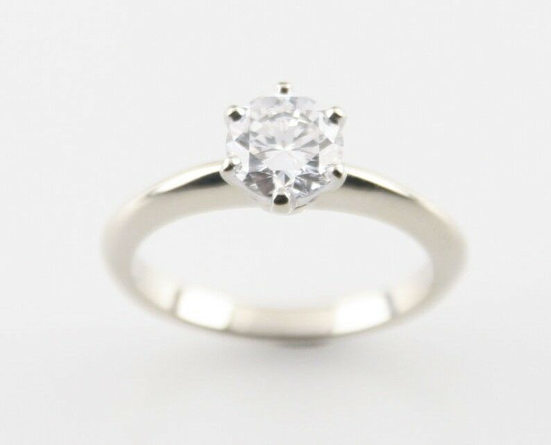 0.71 Round Diamond Solitaire 14k White Gold Engagement Ring GIA Cert Size 3.75