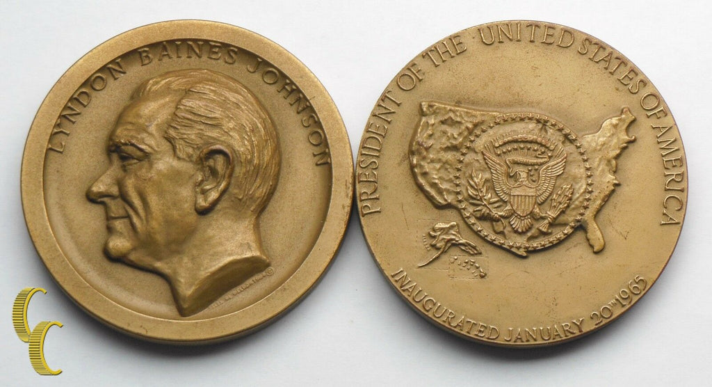 Medallic Art Co Lyndon Johnson Presidential Inauguration Medal 2 piece lot MACO