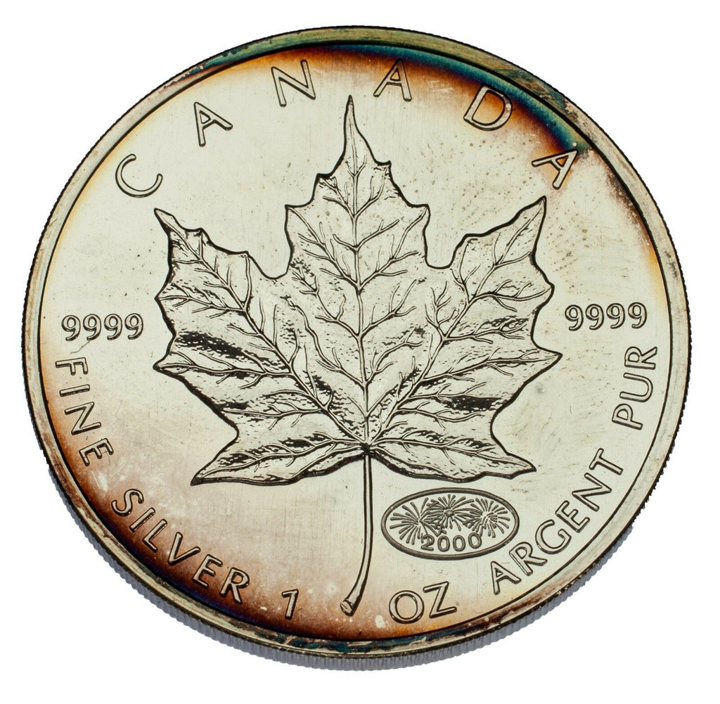 2000 Canada 1 oz Silver Maple Leaf BU, Fireworks Privy