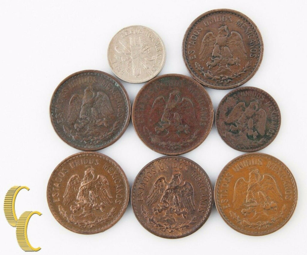 1906-1935 Mexico 2 Centavos Lot (F-AU, 7 coins) +Bonus 1883 Coin! 2c KM-419 420
