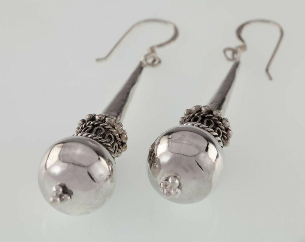 Gorgeous Sterling Silver Ball Drop Earrings with Unique Detailing