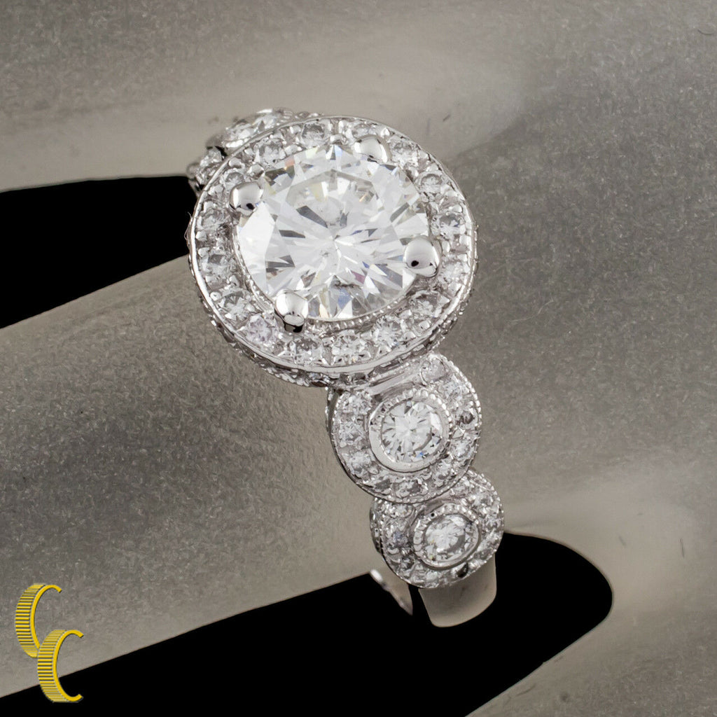 1.77 Carat Round Brilliant Diamond 18k White Gold Engagement Ring Size 6.25