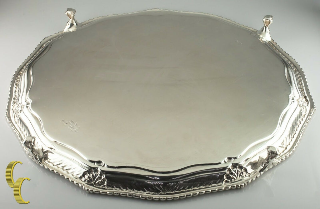 Tiffany Makers Sterling Silver Large Footed Tray 1888 86.5 ounces Great Antique