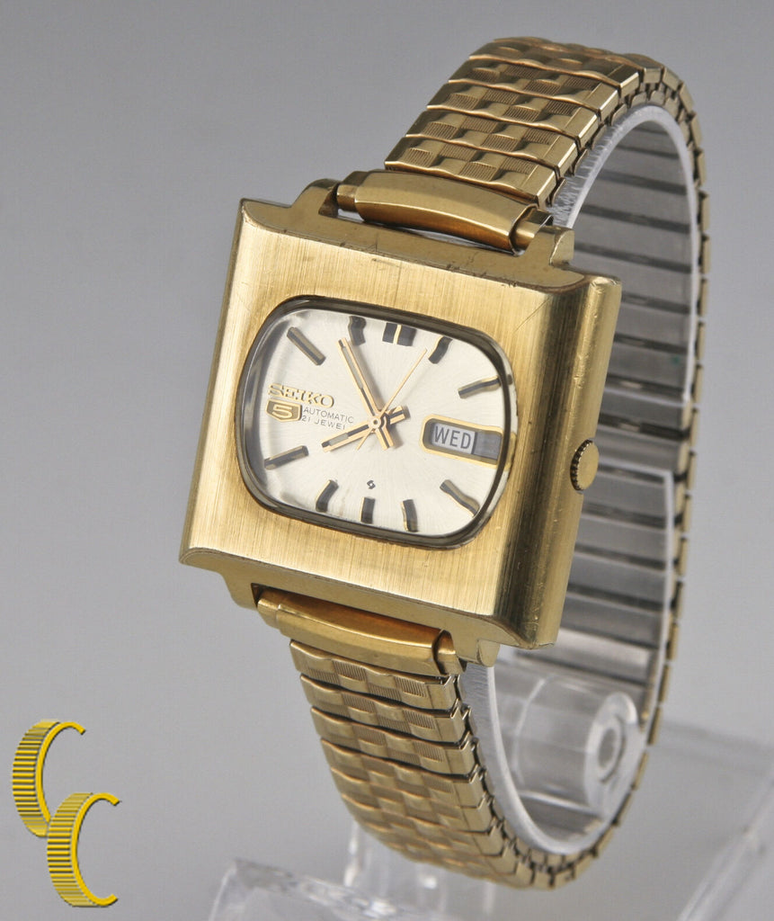Seiko Men's Automatic Gold-Plated "TV Dial" Watch 21 Jewels 6119 w/ Day & Date