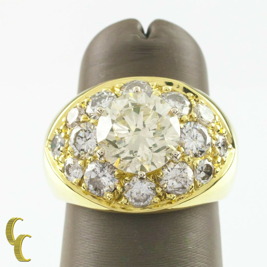 4.82 carat Round Brilliant Diamond 18k Yellow Gold Cocktail Ring Size 5