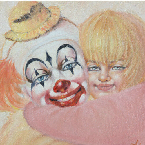 "Daddy The Clown" By Anthony Sidoni 1999 Signed Oil on Canvas 8"x10"