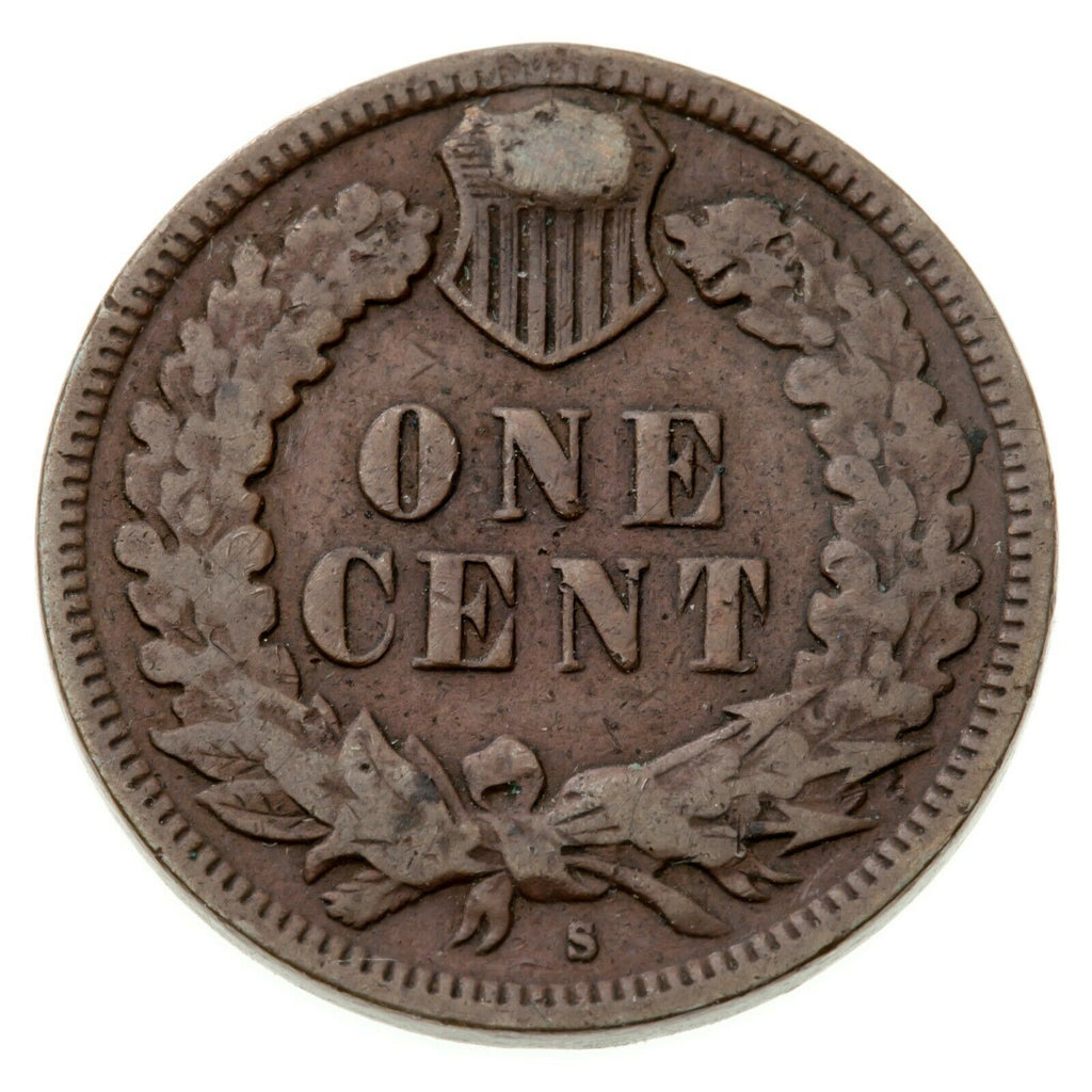 1908-S 1C Indian Head Cent in AG Condition, Abrasions, Punch on Date, Not Bad