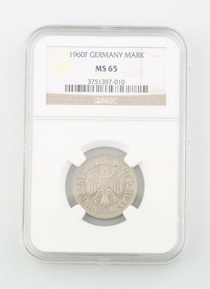 1960-F West Germany Federal Republic 1 Mark Coin Slabbed MS-65 NGC KM 110 Mint