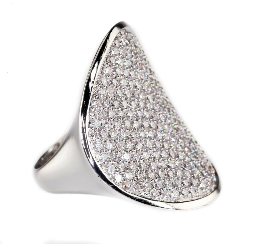 18k White Gold Diamond Plaque Hyperbolic Paraboloid Pringle Ring Size 5.25