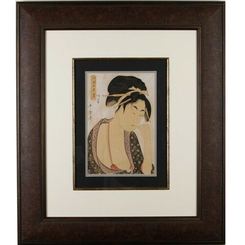 Kitagawa Utamaro "Moatside Prostitute" Woodblock Print Frame: 35" x 30"