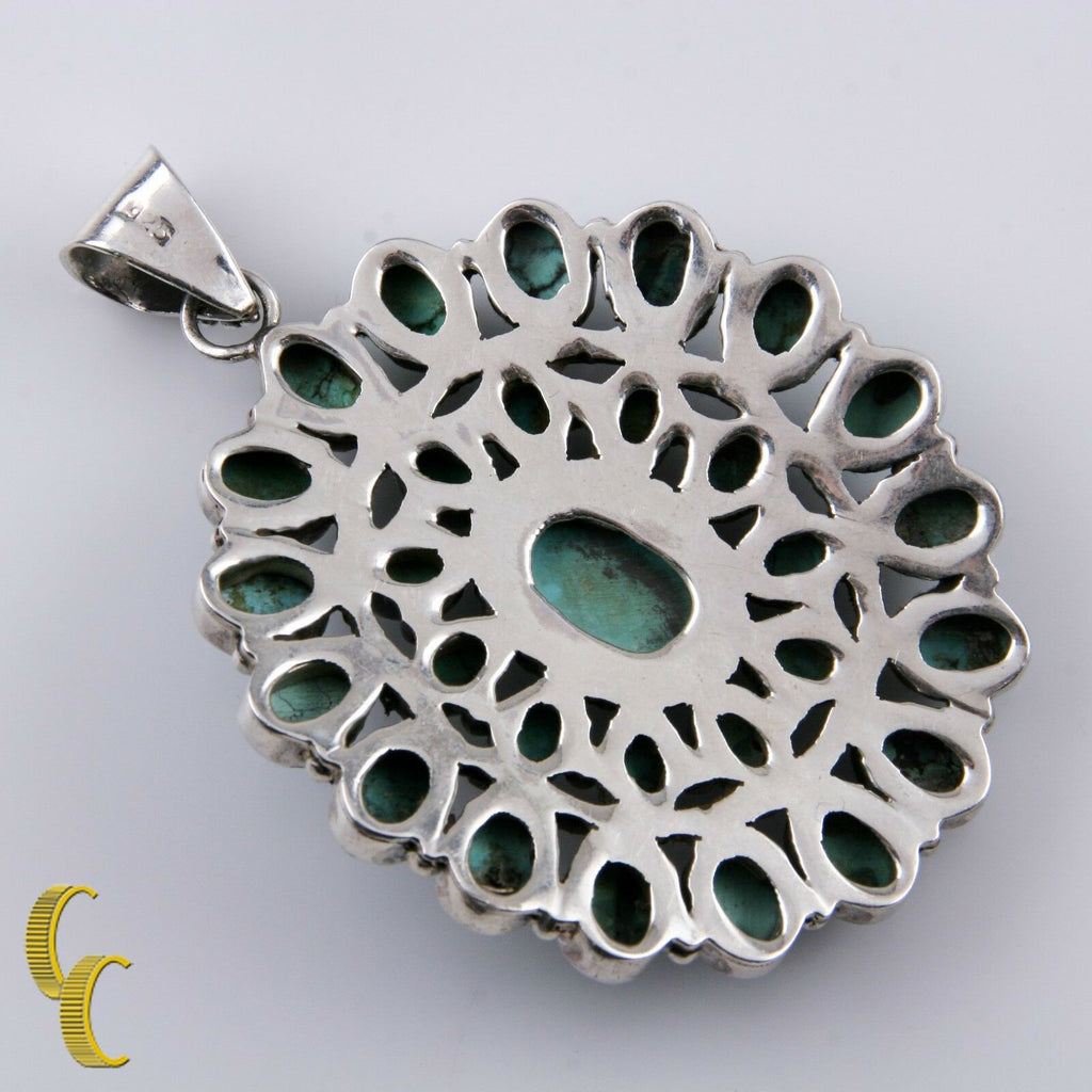 Sterling Silver 925 Native American Cabachon Turquoise Pendant