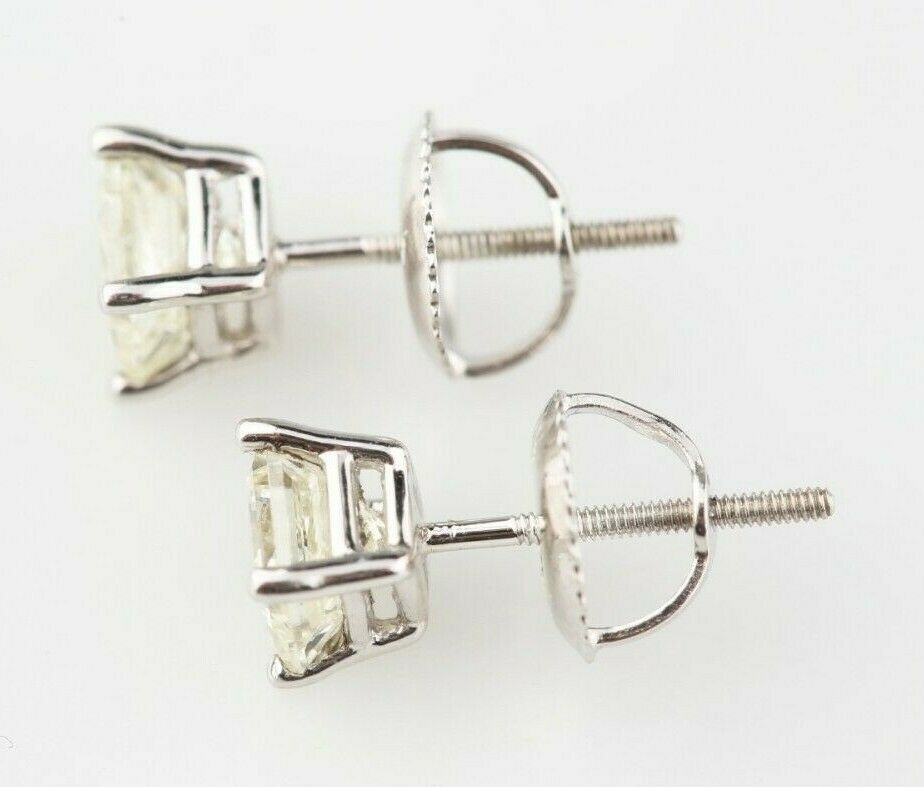 Gorgeous 0.99 Ctw Princess Cut Diamond Stud Earrings in 14k White Gold J-K/SI2