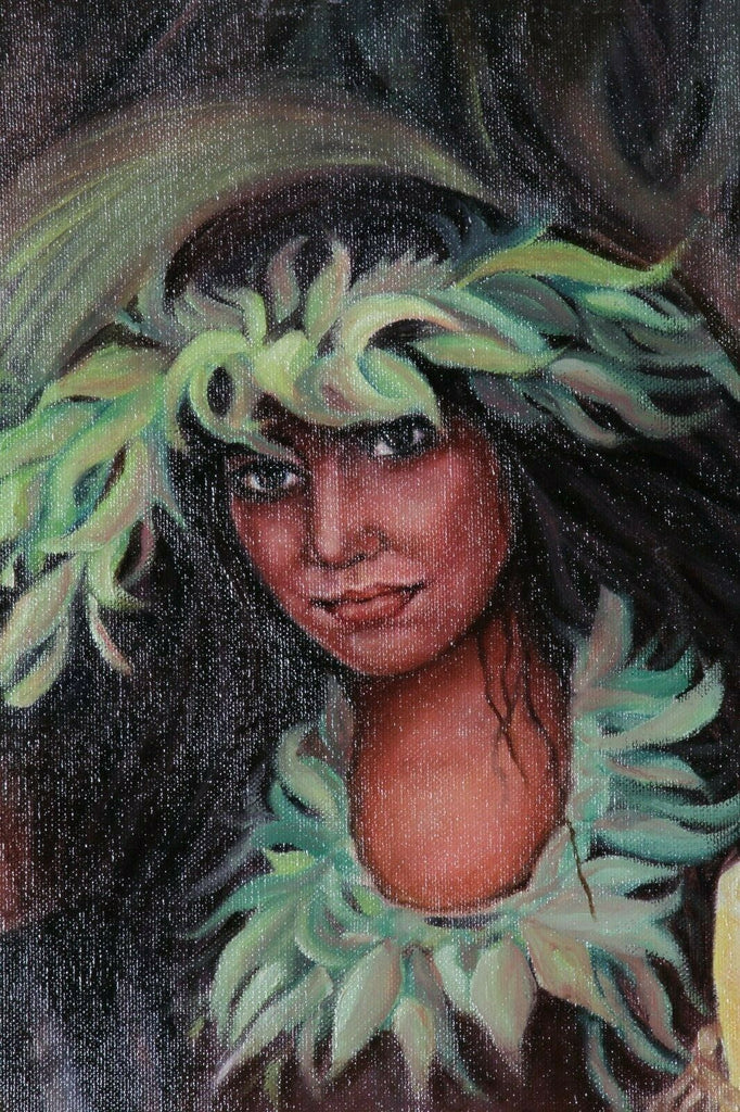 Untitled (Polynesian Woman w/ Drum) By Anthony Sidoni 2001 Signed Oil on Canvas