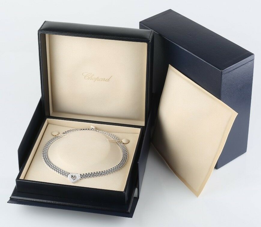 Chopard Happy Diamond 18K White Gold Heart Necklace Original Box Included